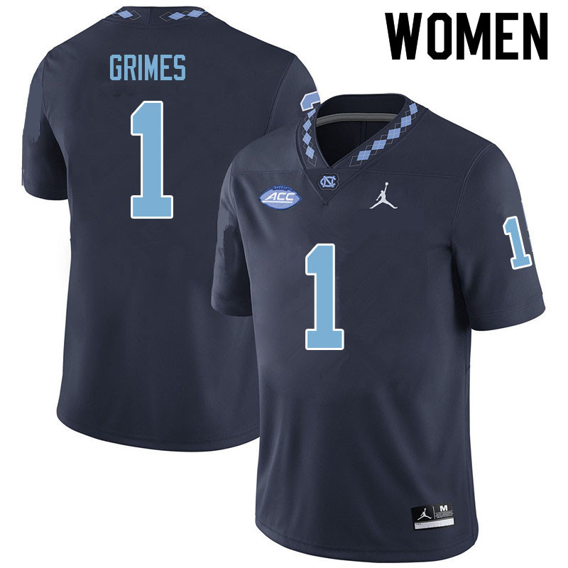 Women #1 Tony Grimes North Carolina Tar Heels College Football Jerseys Sale-Navy